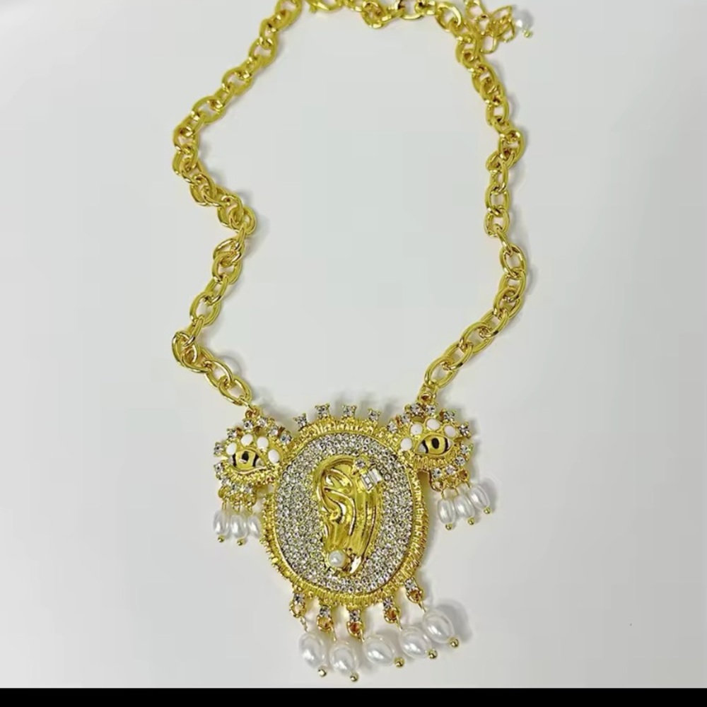 Schiaparelli Surrealist Inspired Brown Eye Ear Necklace Runway Designer …